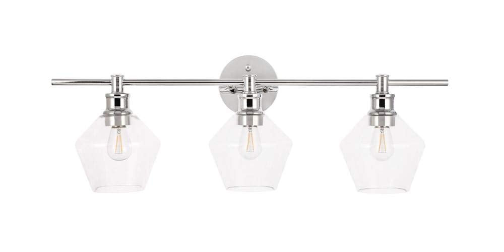 Living District Gene 3-Light Metal Wall Sconce in Chrome and Clear Glass