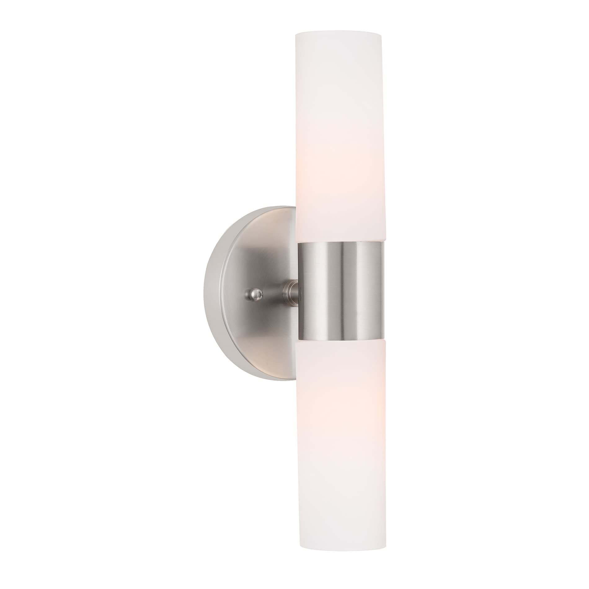 Kira Home Duo 14in Modern Wall Sconce, Frosted Glass Shades, Brushed Nickel Finish, Model RV-W131-14-BN