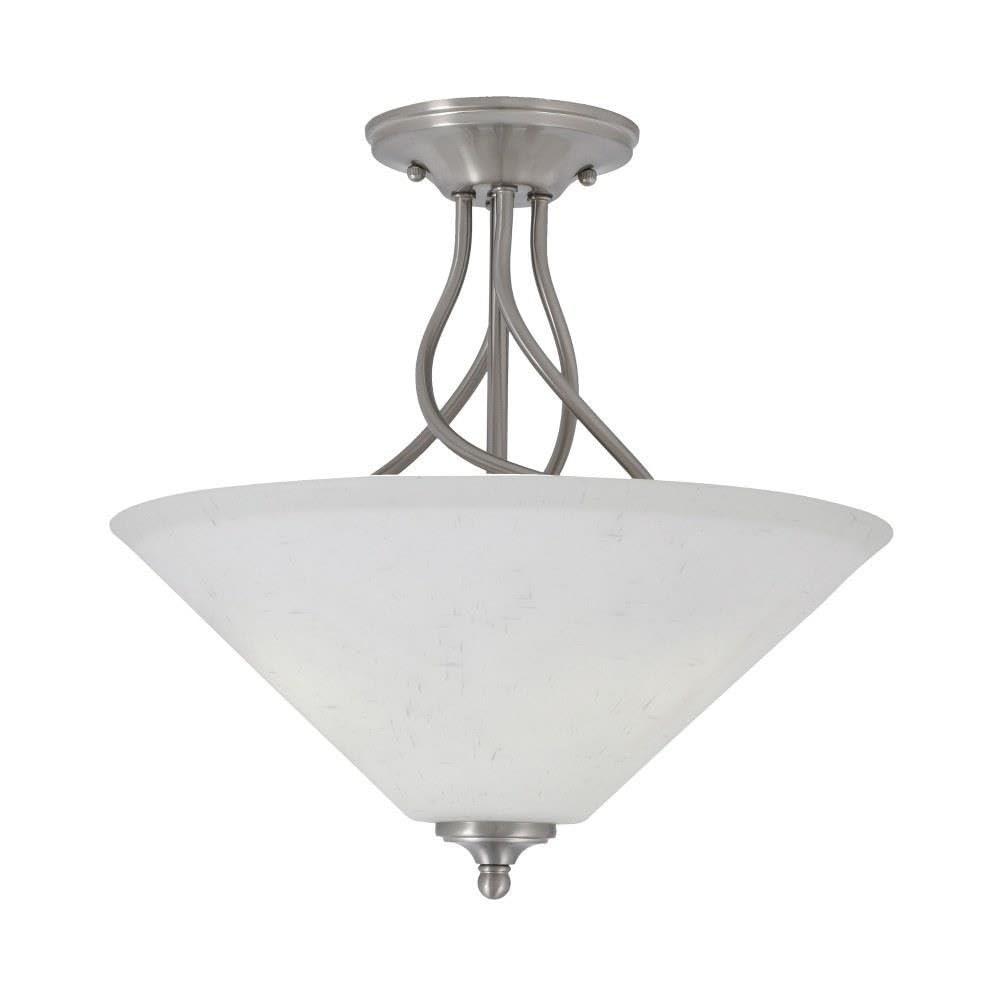 Toltec Lighting 909-BN-318 Capri - 3 Light Semi-Flush Mount-16 Inches Tall and 16 Inches Wide, Finish Color: Brushed Nickel, Glass Color: White Muslin