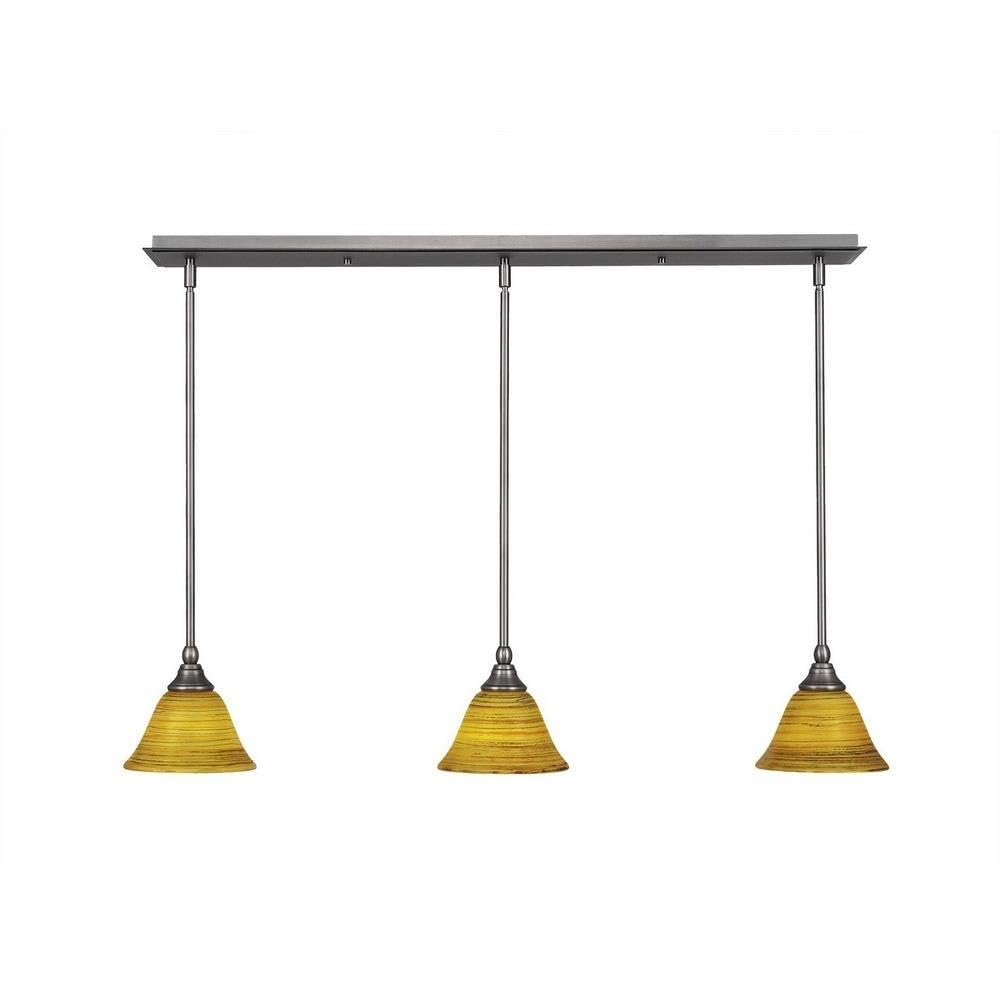Toltec Lighting 3 Light Linear Pendalier In Brushed Nickel (36-Bn-454)