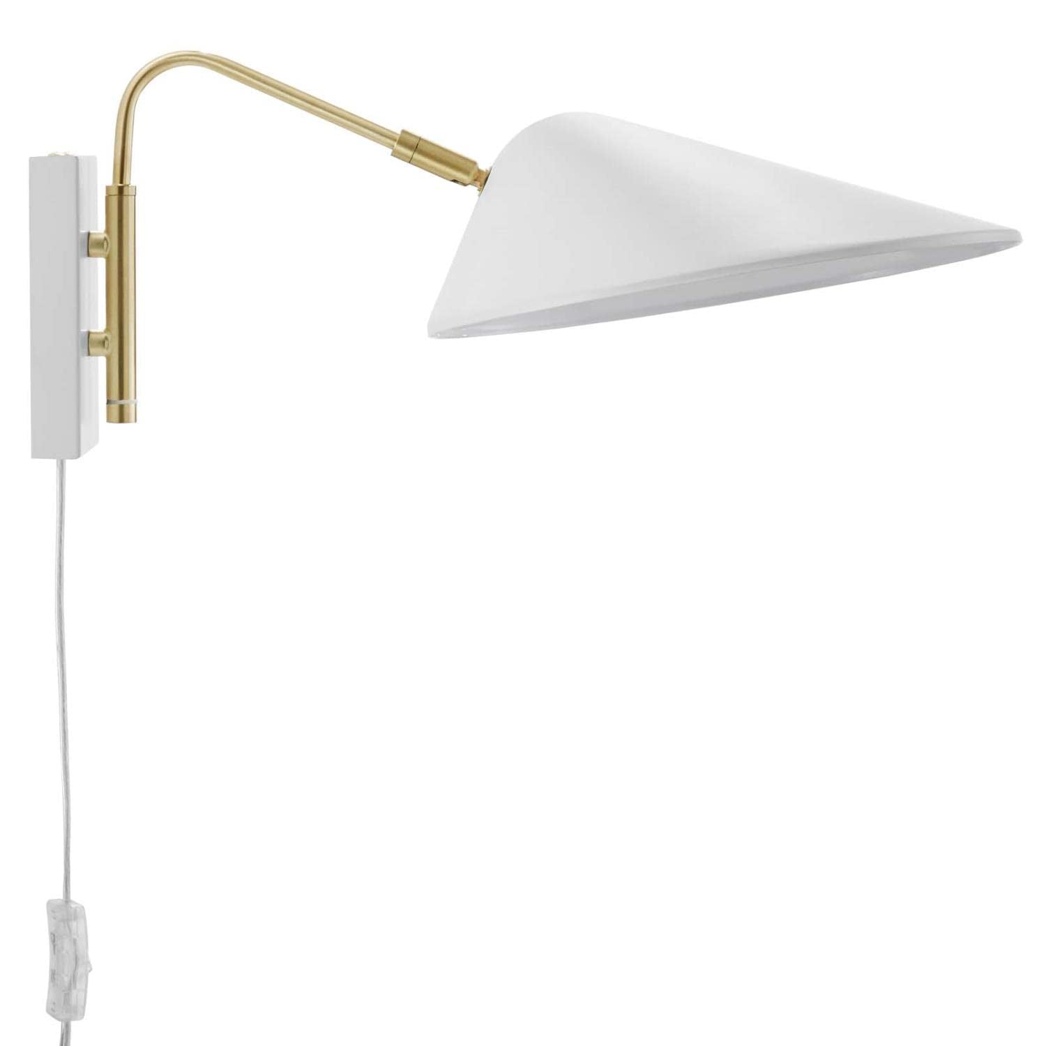 Modway Journey 7 1-Light Modern Metal Swing Arm Wall Sconce in White