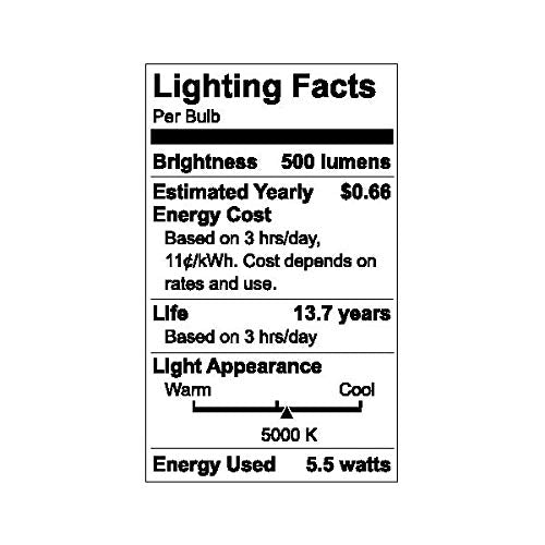 GE 60W Equivalent Dimmable Daylight B12 LED Light Bulbs, 3-Pack, White, Decorative Candelabra, Model 42251