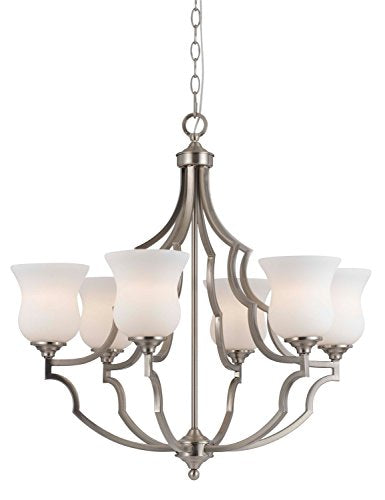 Cal Lighting Fx-3531/6 Transitional Six Light Chandelier From Barrie Collection In Pwt, Nckl, B/S, Slvr. Finish, 28.00 Inches