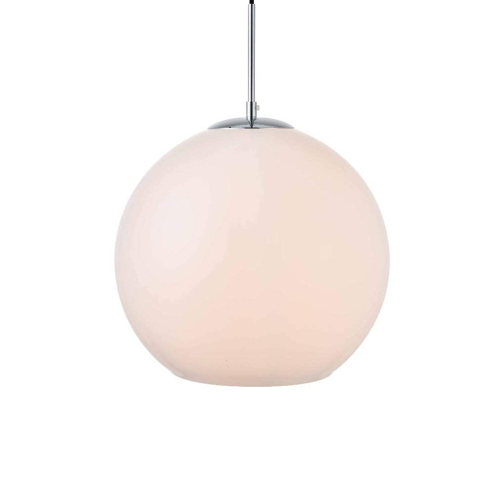 Elegant Lighting Living District Baxter 1 Light Chrome Pendant with Frosted White Glass
