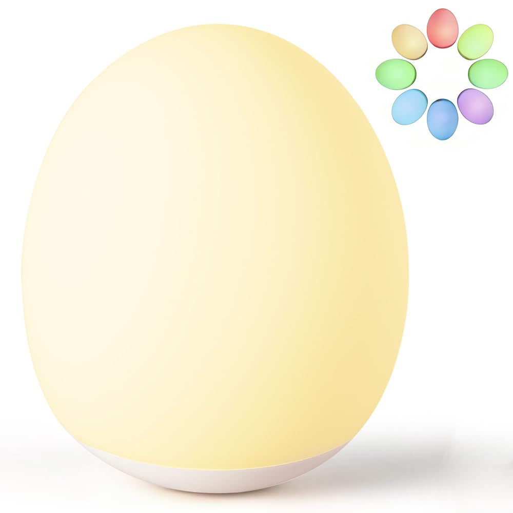 AuroraNiteBeam Night Light for Kids Egg Night Light Light with 7 Colors Changing Mode & 30-Min Timer Portable Nursery Night Lamp forBaby Nursery & Kids Bedroom DIY Hand-Discomfortted Custom Lamp