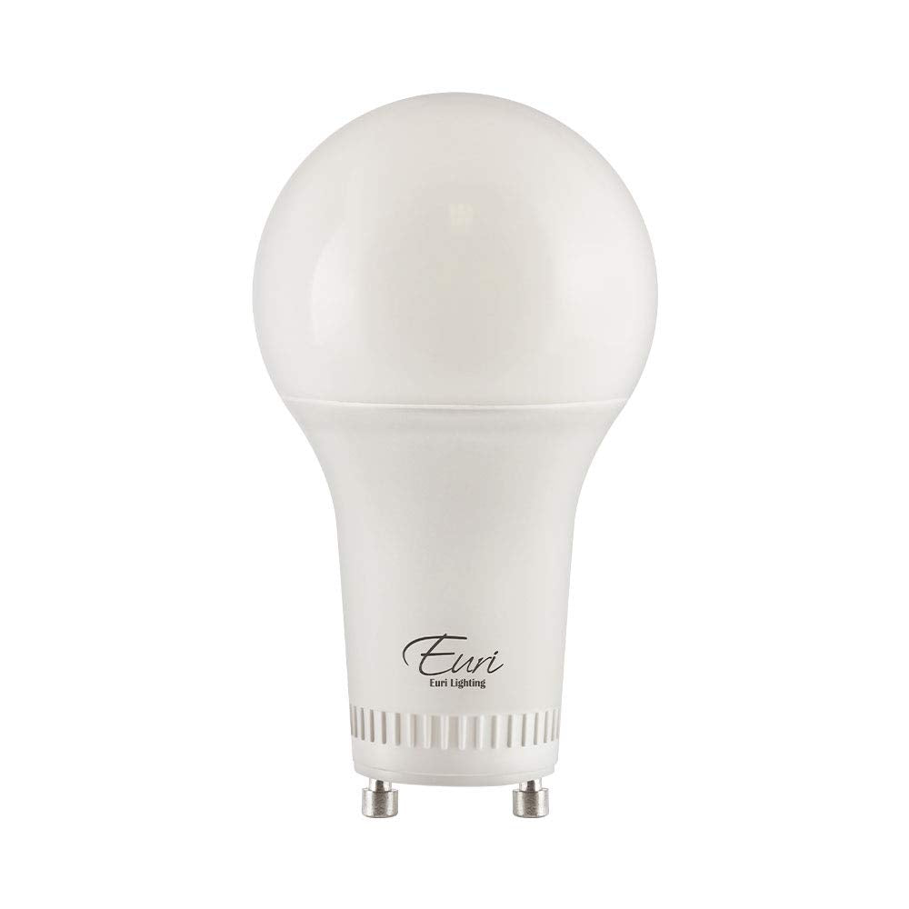 Euri Lighting EA19-11W2040eG-2 2-Pack LED A19 Bulb, 4000K (Bright White), Dim, 11W (75W) Equivalent 1100lm, 220 Beam Angle, GU24