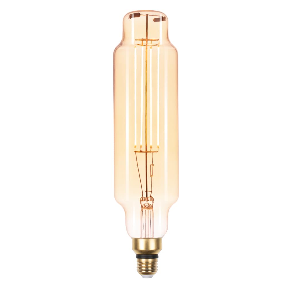 Flsnt Vintage Large Led Edison Bulbs 40W Equivalent, Decorative Dimmable Tube Led Bulbs With Amber Glass, 2000K Warm White, E26 