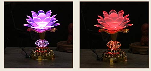 Omeet Colorful LED Lotus Lamp - Eco-Friendly Plastic, White, Model OMNL078B, Ideal for Worship and Display
