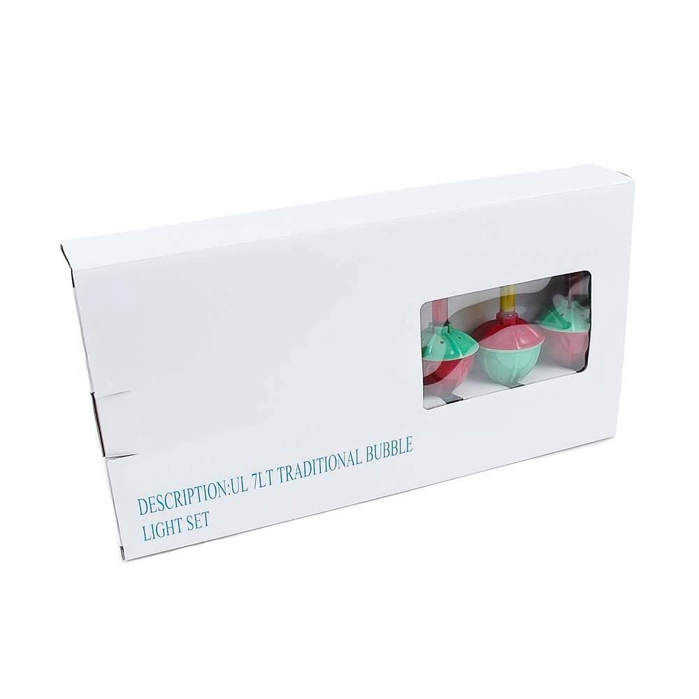 Novelty Lights 7 Light Traditional Christmas Bubble Light Set Christmas Bubble Lights, Christmas Tree Lights, Vintage Bubble String Lights (Red/Yellow/Blue)