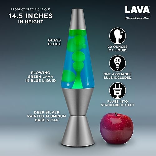 Lava® Lamp - 14.5" Original Motion Light - Yellow/Green Wax & Blue Liquid - Model 26340400US - Deep Ocean Design