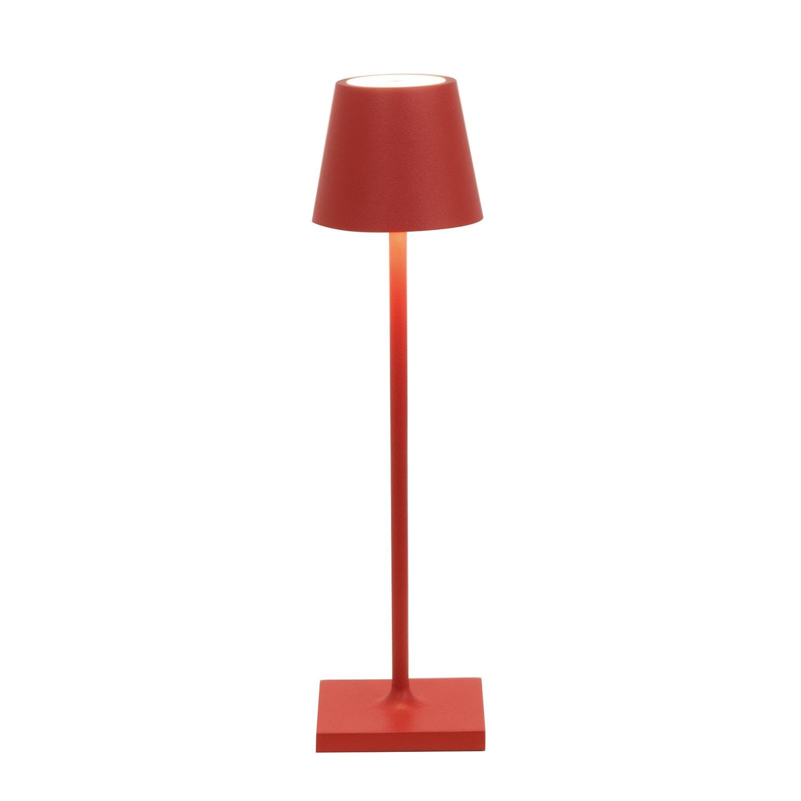 Zafferano Poldina Micro Lamp, Rechargeable Cordless Table Lamp, 10.8 Inches, Aluminum, Red, Model LD0490F3