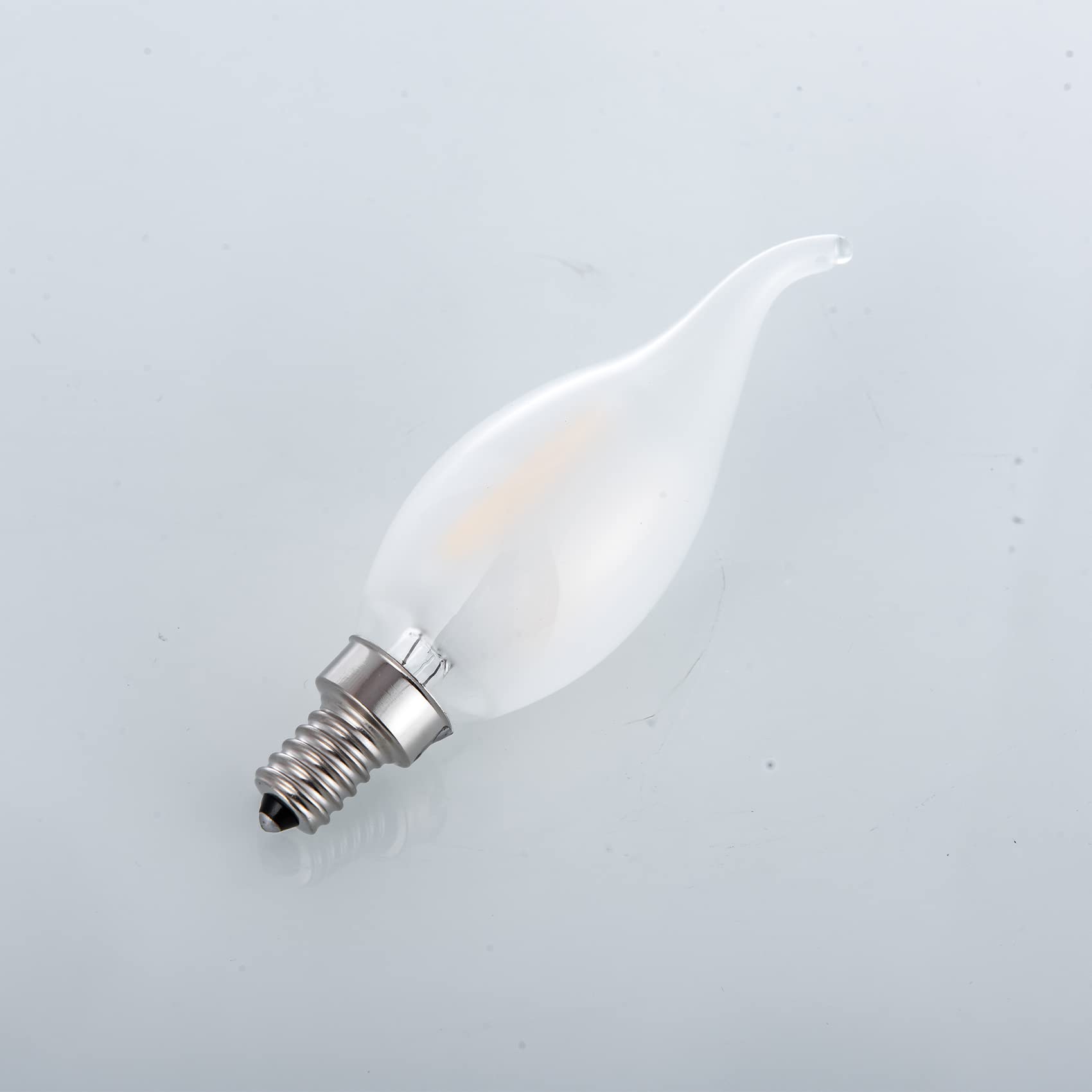 Frosted Led Candelabra Bulbs 60 Watt Flame Tip Chandelier Light Bulb, 6W Smooth Dimmable 3000K Soft White Frosted Glass With E12
