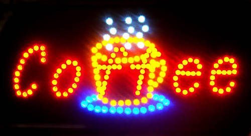 E-ONSALE LED Neon Light Open Sign with Animation, Power On/Off Switches, Coffee Sign L47