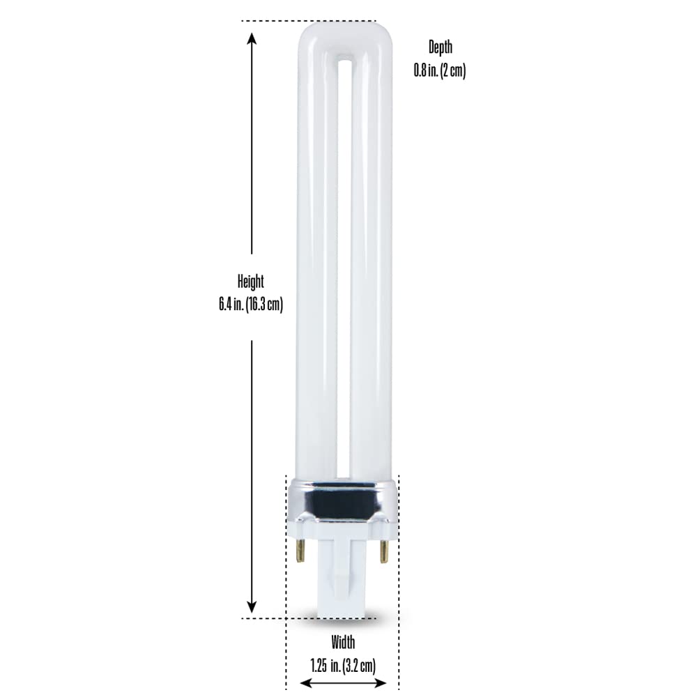 Feit Electric PL9/41 9-Watt Fluorescent Bulb, 6.4inH x 1.2inD, Glass, 4100K Cool White