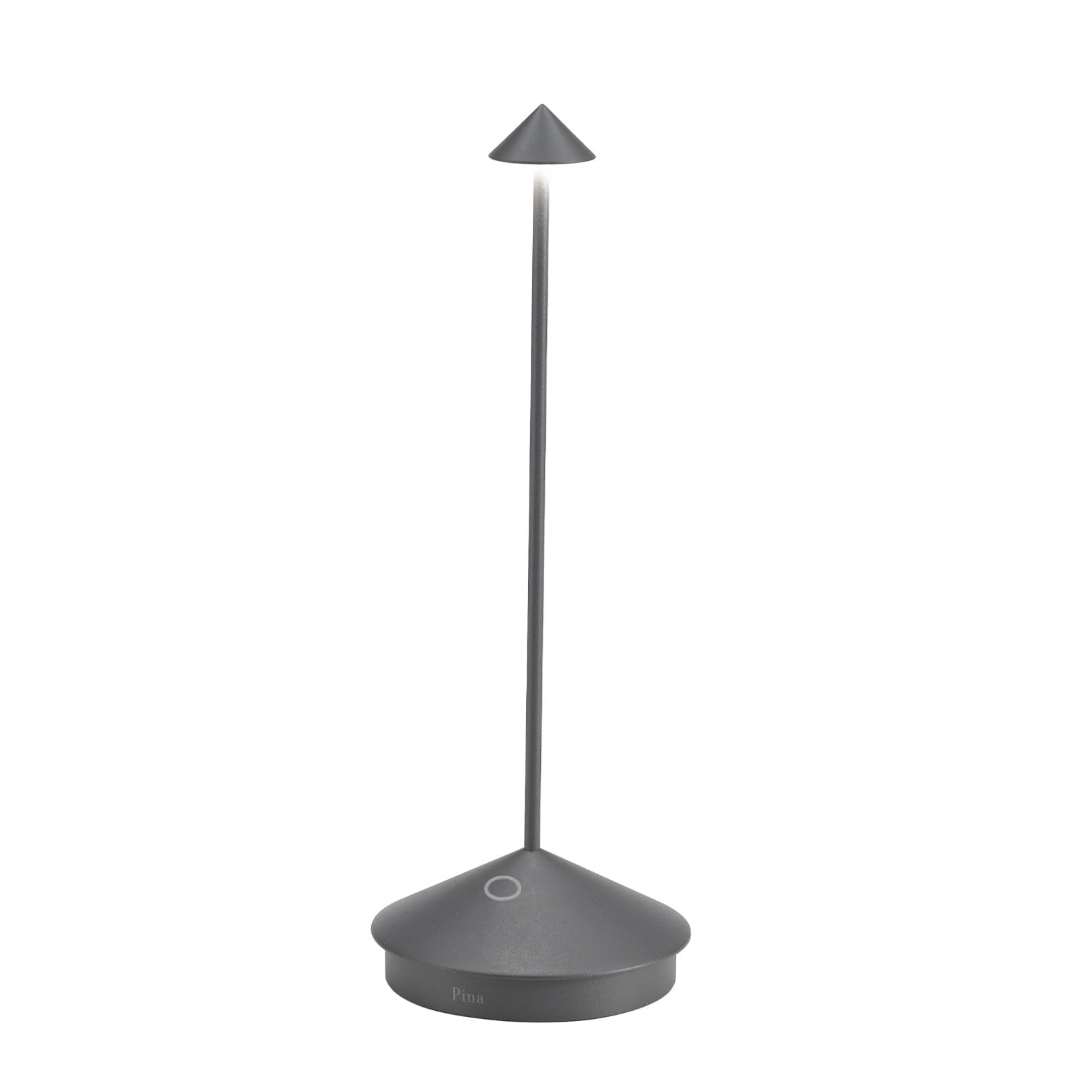 Zafferano Pina Pro Lamp - Rechargeable Cordless Table Lamp, Touch Control, 11.4in Height, Dark Gray, 2200-3000K, Model LD0650N