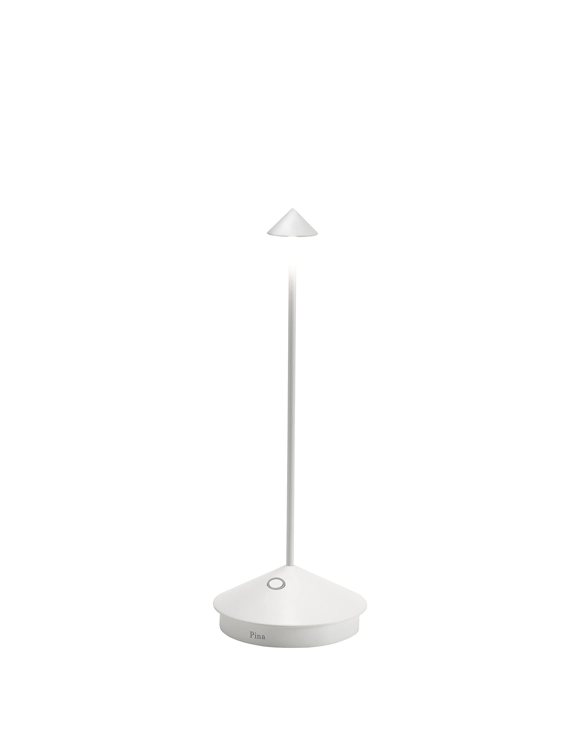 Zafferano Pina Pro Lamp - Rechargeable Cordless Table Lamp, Touch Control, 11.4in Height, White, Model LD0650B4