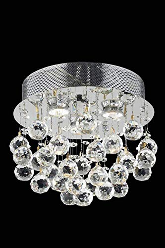 Elegant Lighting Galaxy Collection 2006F13C/Rc 3-Light Flush Mount With Royal Cut Crystals, Chrome Finish