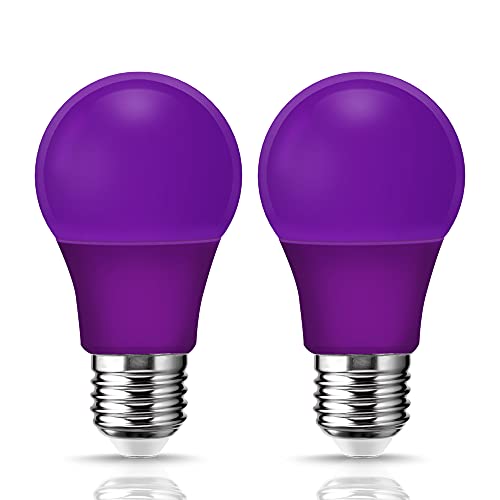 Evastary Purple Led Light Bulbs, A19 Led Black Light Bulb 9W (60W Equivalent), E26 Base Colored Purple Lights, Non-Dimmable, For