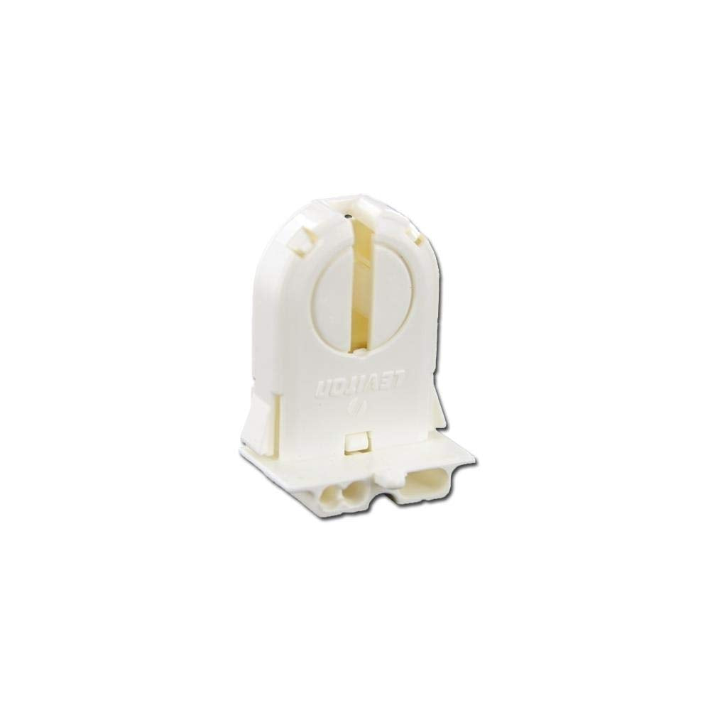 Leviton Medium Base T8-T12 Fluorescent Lampholder, Low Profile, White, Snap-In, Lamp-Lock