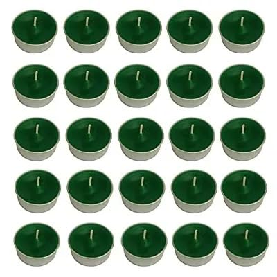 Stone & Feather Citronella Scented Tea-Light Candles (Green) Paraffin Wax Long Burning time 5 Hours Each, Pack of 25, for Diwali