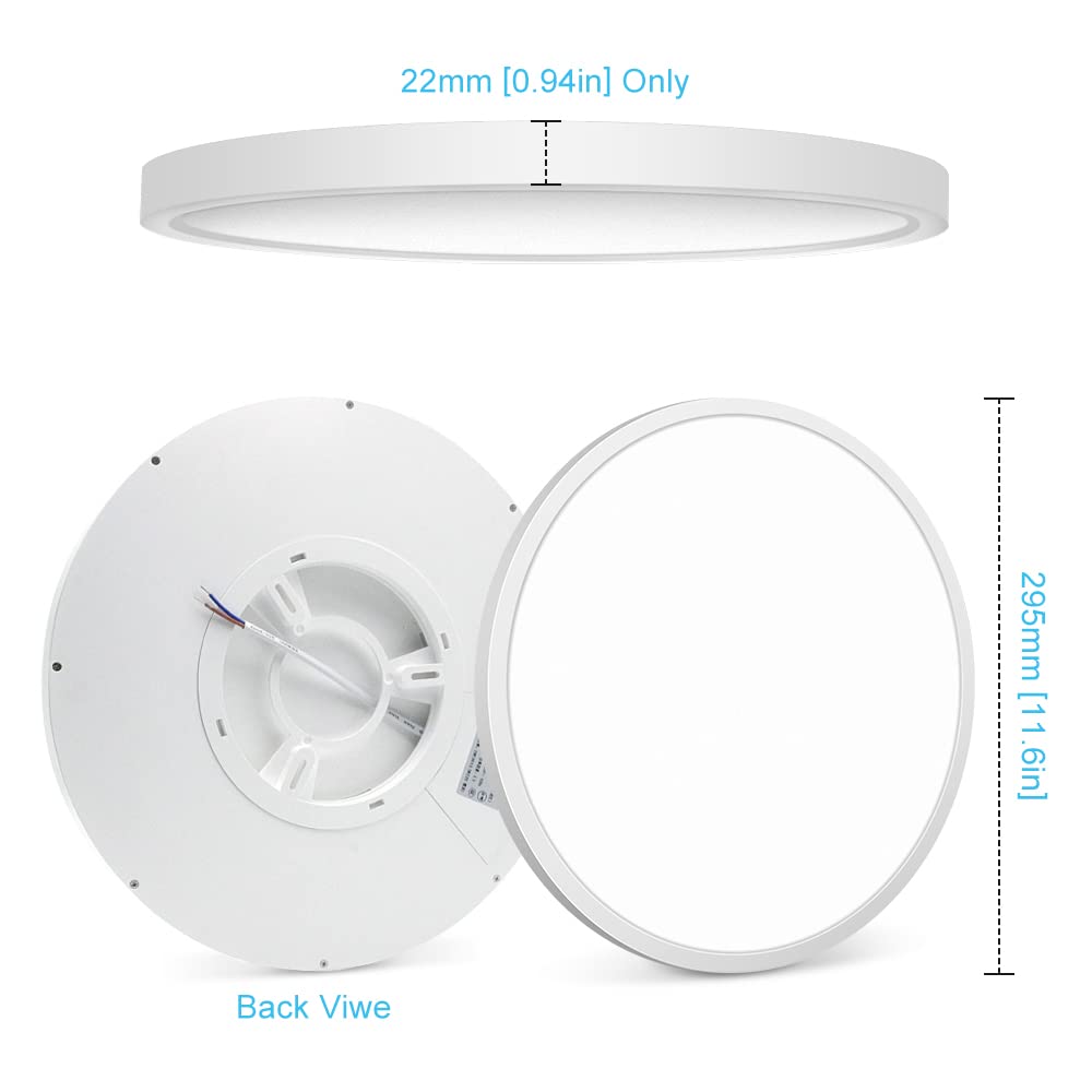 Ledlightsworld Led Flush Mount Ceiling Light, 12 Inch, 24W, 3200Lm, Neutral White, Modern Design For Bedroom, Hallway, Kitchen
