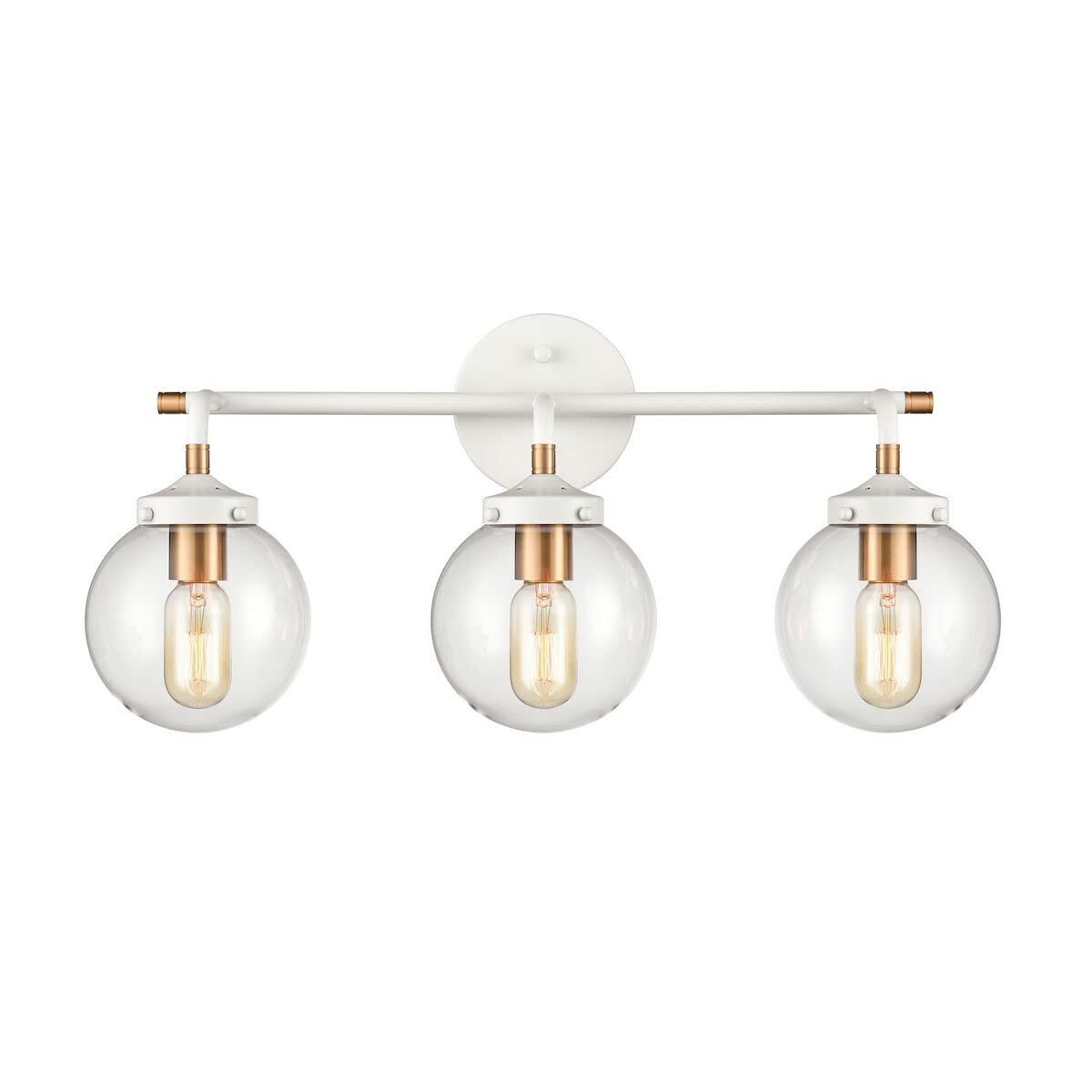 Elk Home Boudreaux 3-Light Vanity Light, Matte White Finish, Clear Glass, Modern Style