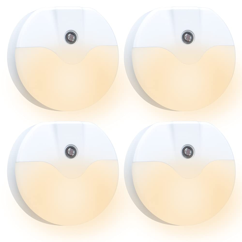 AULTRA Night Light LED Round Night Lights Plug Into Wall - Dusk to Dawn Sensor Activated, Automated On & Off, Used for Kitchen, 