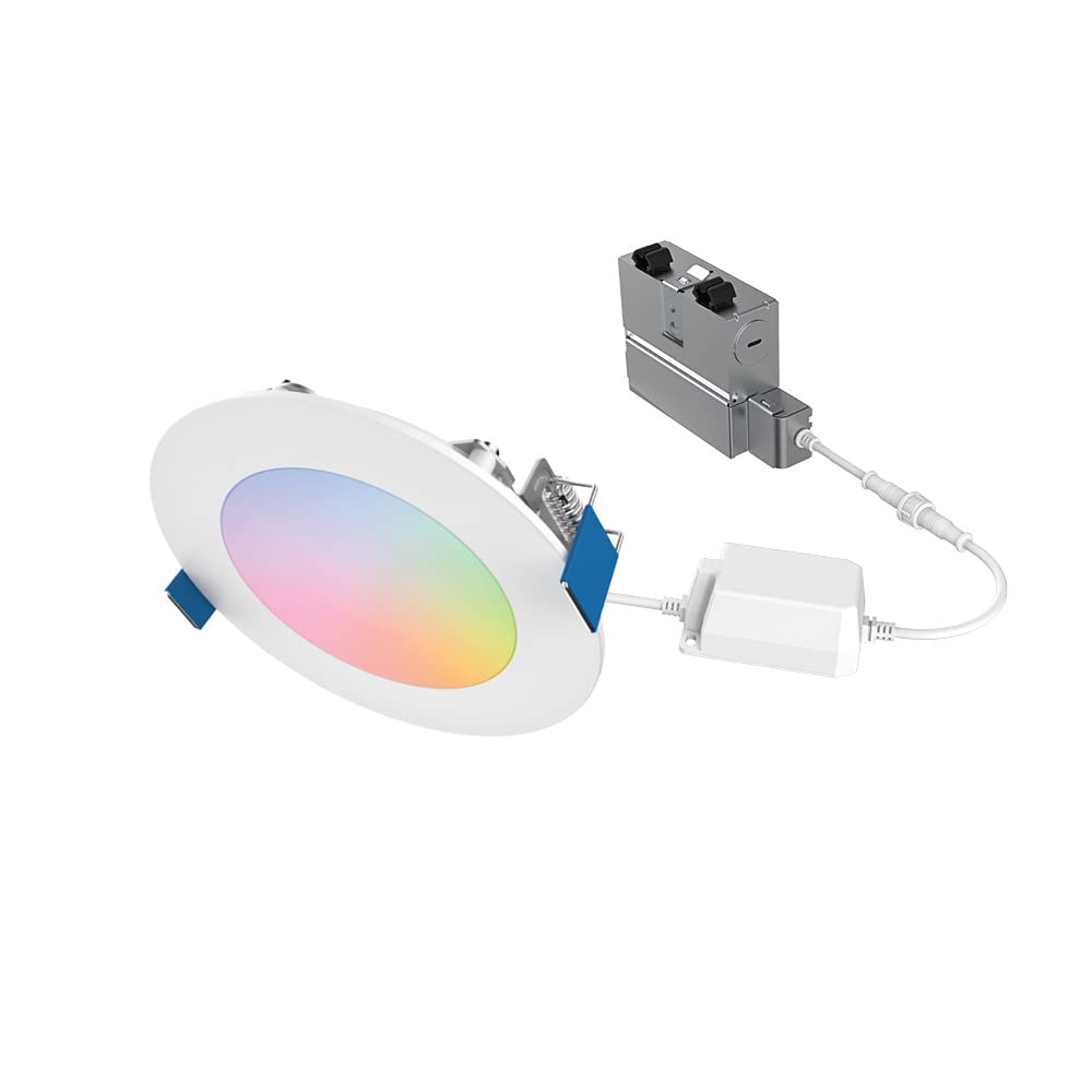 HALO 4 inch Color and Tunable White Slim Canless Smart Wi-Fi LED Recessed Downlight with WiZ Pro