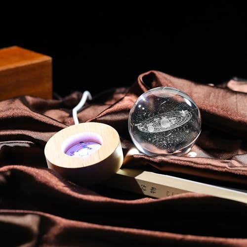 Precious Memorial 3D Solar System Crystal Ball Decor with LED Touch Base, Colorful Lighting, Perfect for Science and Astronomy Gifts
