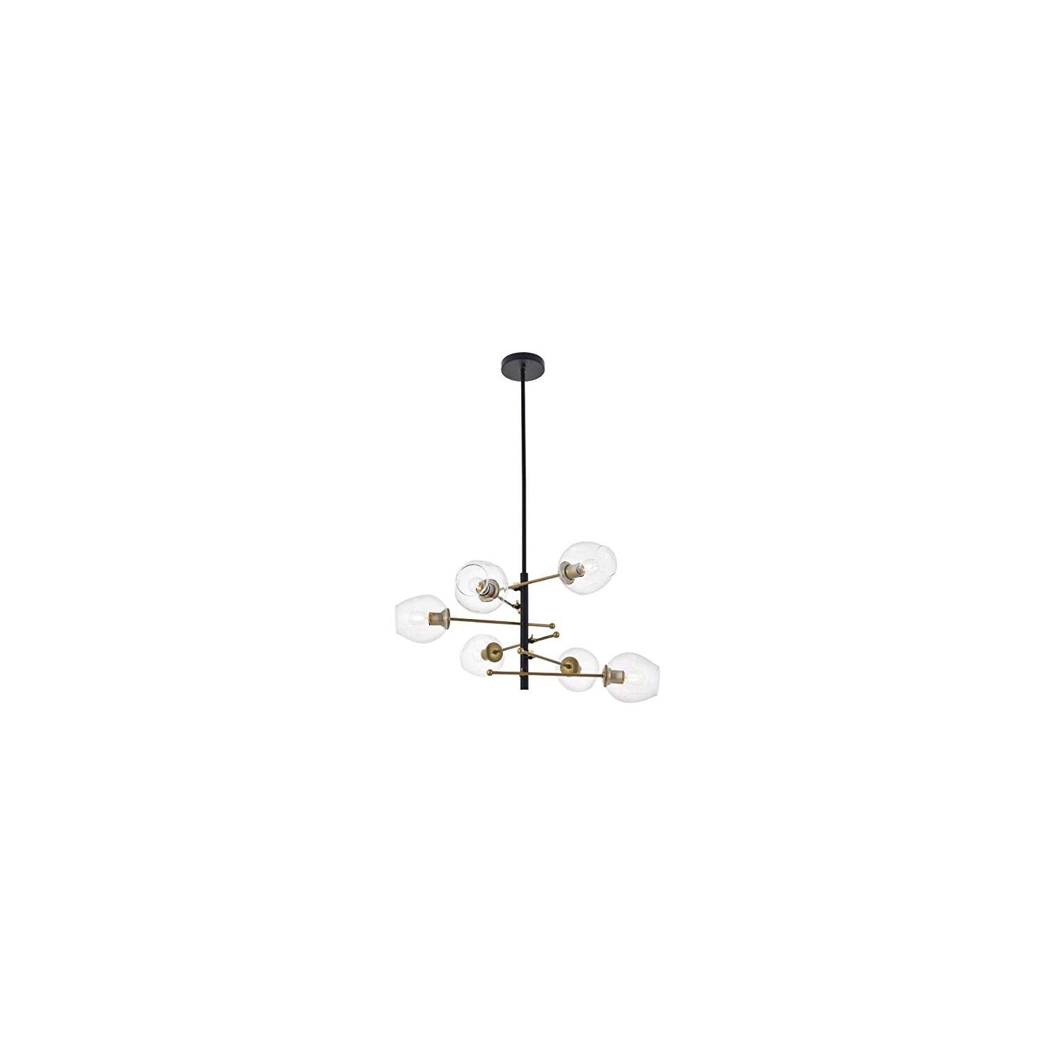 Living District Paragon 6 Light Matte Black and Brass Pendant