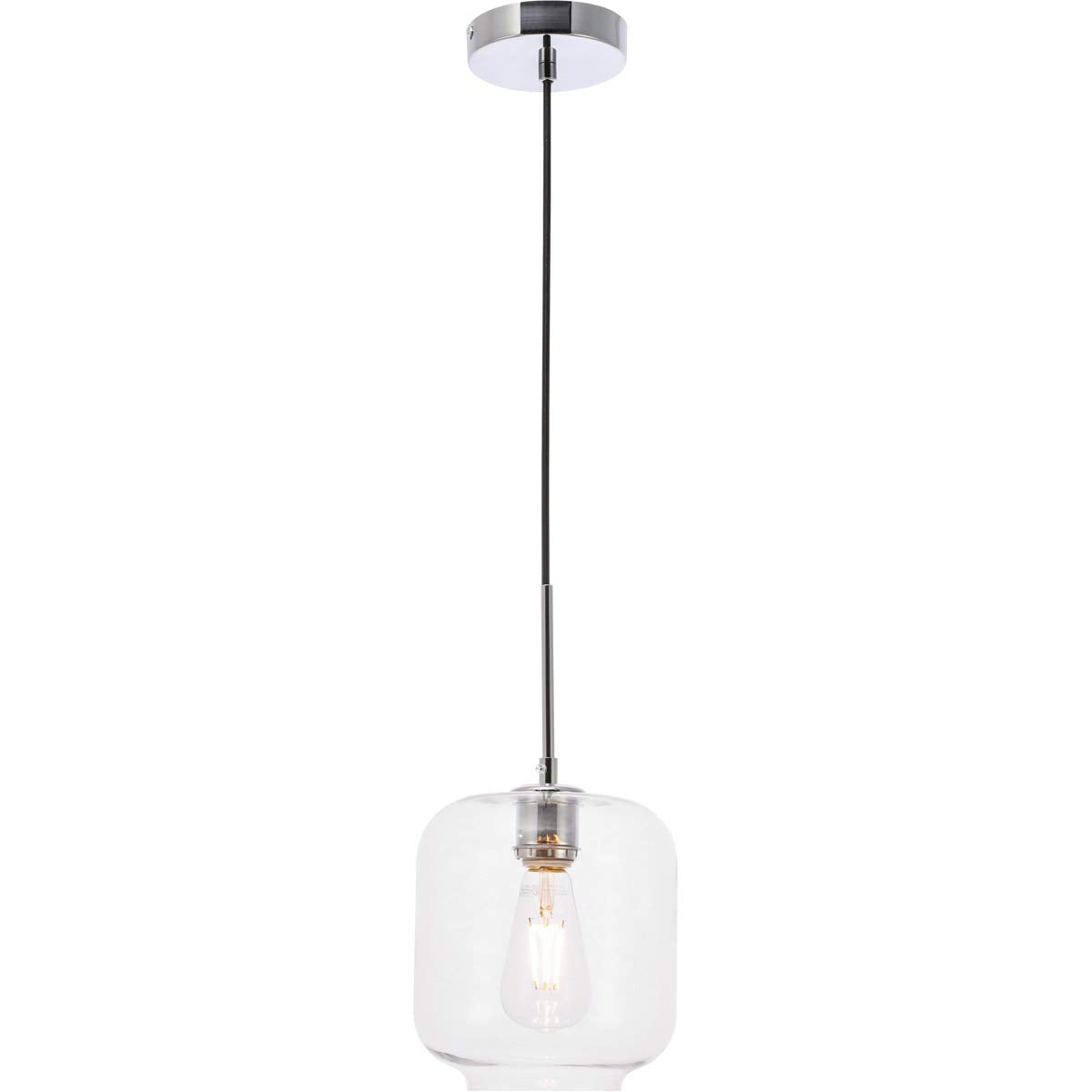 Living District Chrome Pendant Light With Clear Glass Shade, 1 Light Fixture
