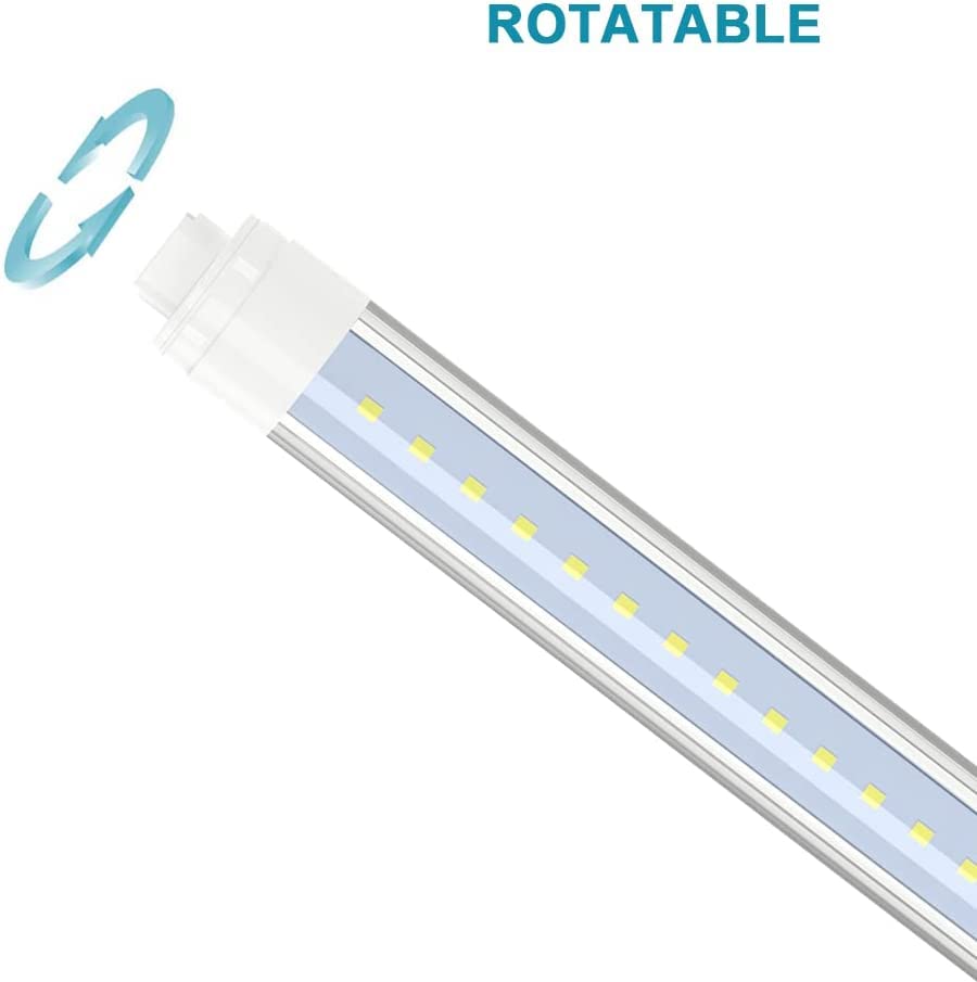Jesled 360 Degree T8 T10 T12 8Ft 52W R17D/Ho Base, Led Outdoor Tubes For Double Sided Signs 6000K Cool White Clear Cover (4-Pack
