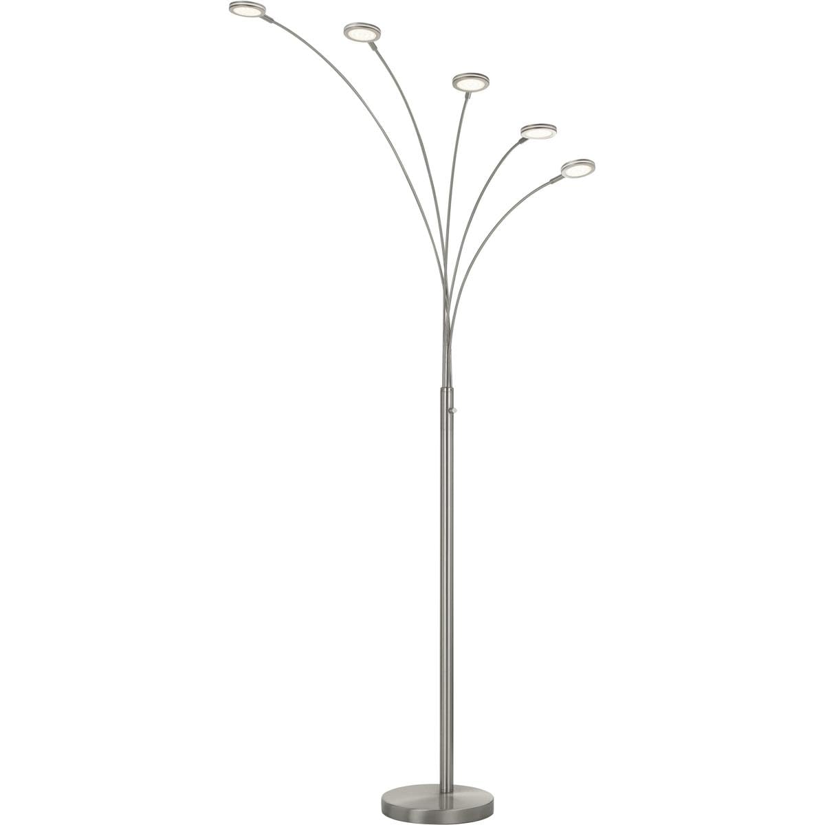 Cal Lighting BO-2873FL-5L-BS Transitional LED Arc Floor Lamp from Cremona Collection in Pewter, Nickel, Silver Finish, 17.50 inches