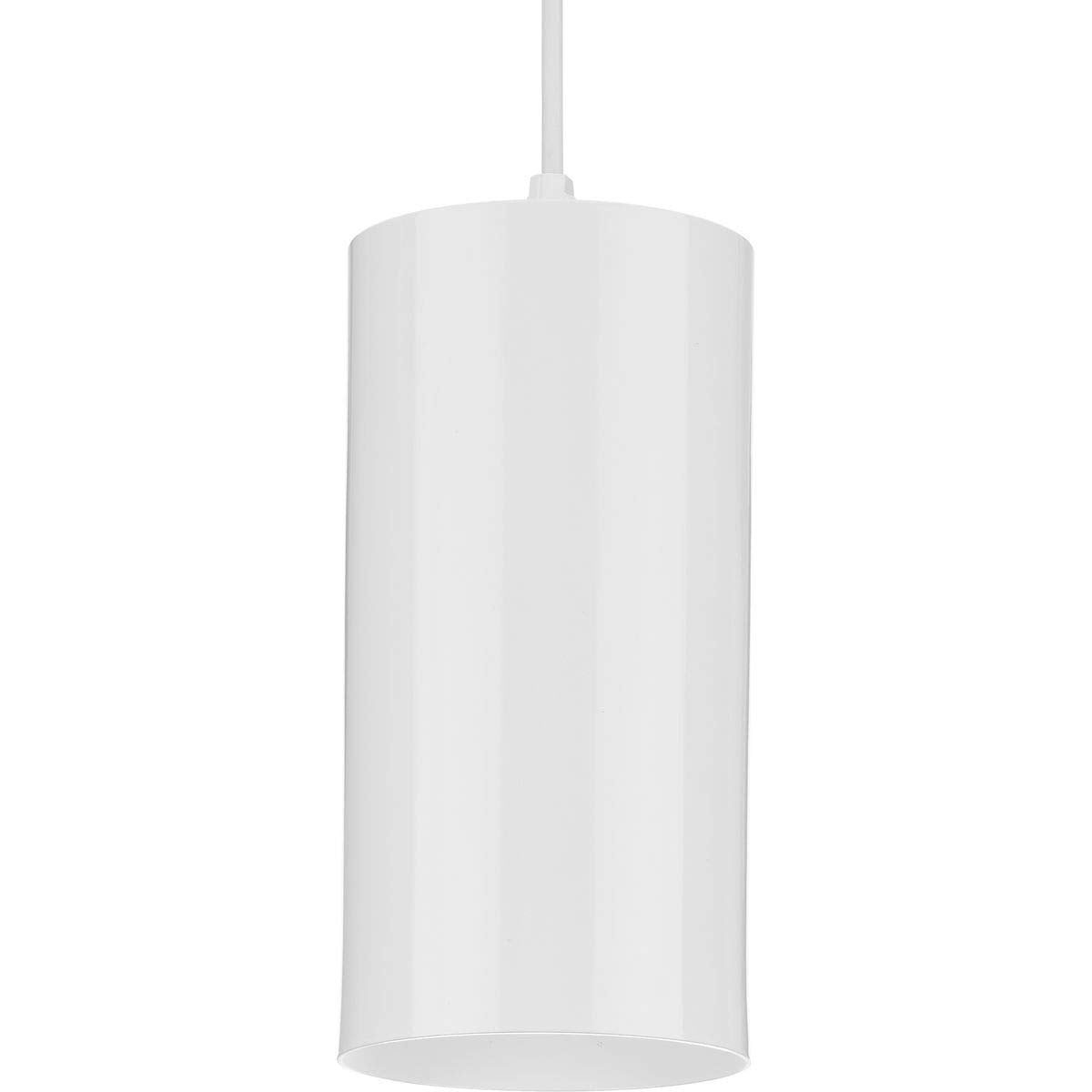 Progress Lighting Cylinder Collection 6-Inch 1-Light Outdoor Hanging Pendant Light, Aluminum, White, Model P500356-030