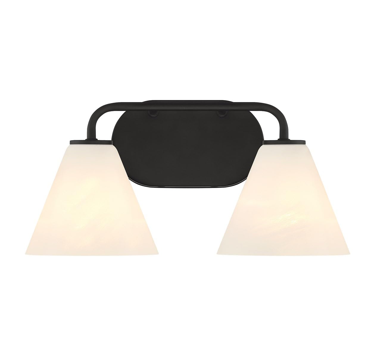 Savoy House 8-2988-2-BK Blair Traditional Vintage White Strie Glass Bathroom Vanity Wall Light, 2-Light 120 Total Watts, 8 H x 1