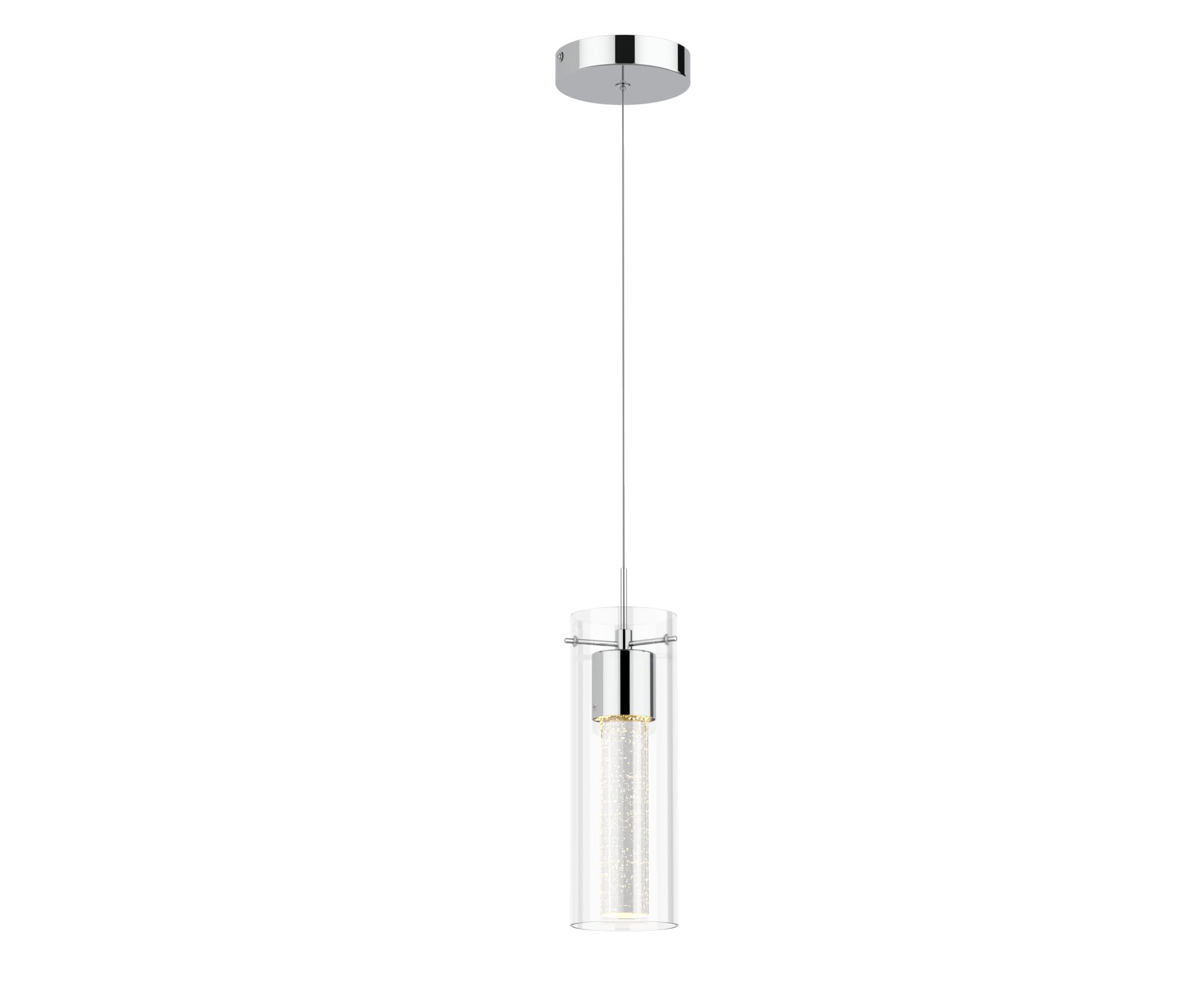 Tawson 1-Light Pendant Ceiling Light Fixture, Integrated Led, Silver Bubble Glass, Model 12710, Ideal For Kitchen, Hallway, Dining Room