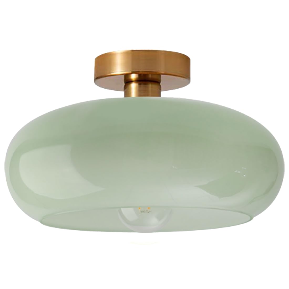 Qufute Mid Century Ceiling Light Fixture - Milk Glass Shade, Gold Modern Flush Mount Lamp for Hallway, Dining Room, Kitchen