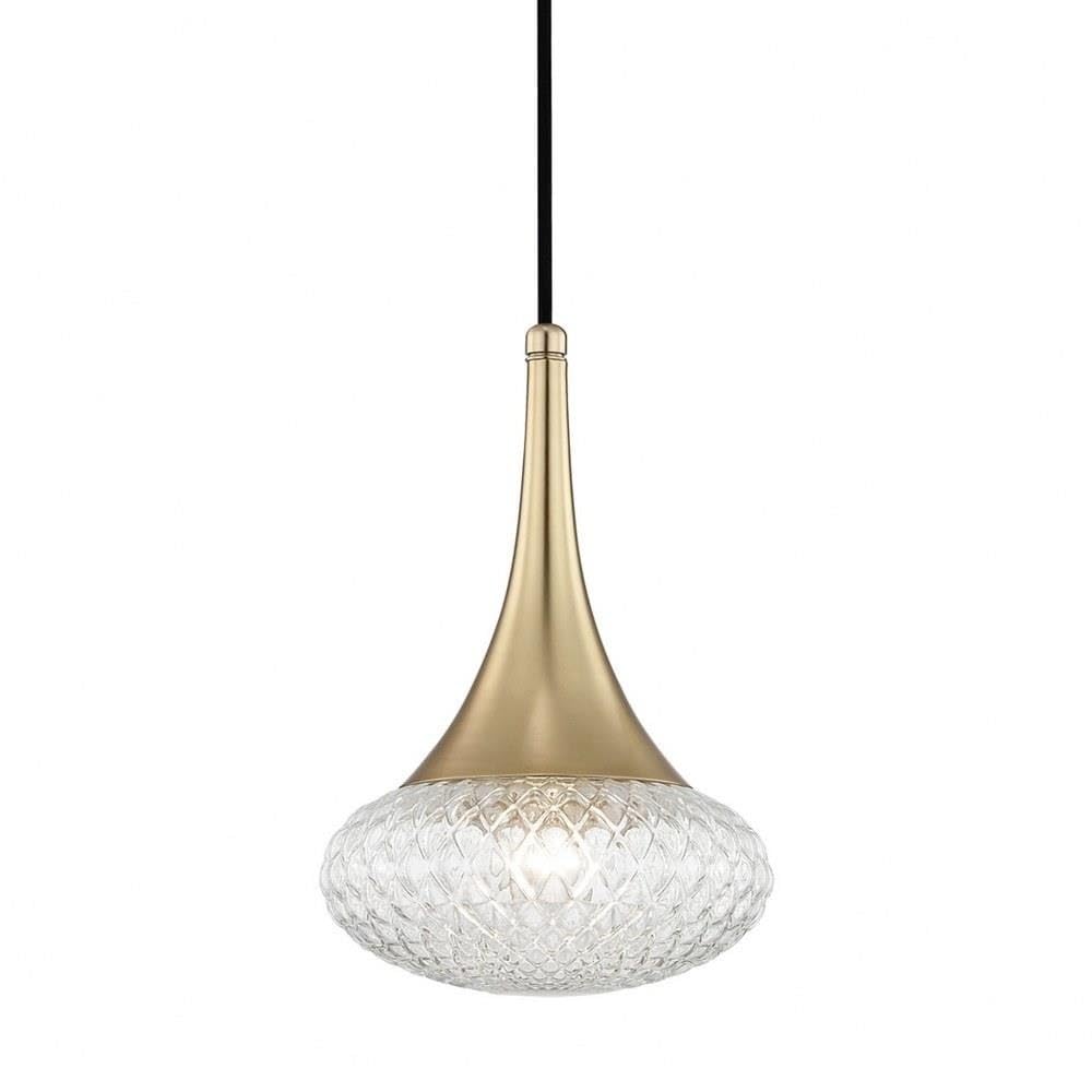 Mitzi H114701C-AGB Bella - 1 Light Pendant 12.75 inches Tall and 8.5 inches Wide - Aged Brass
