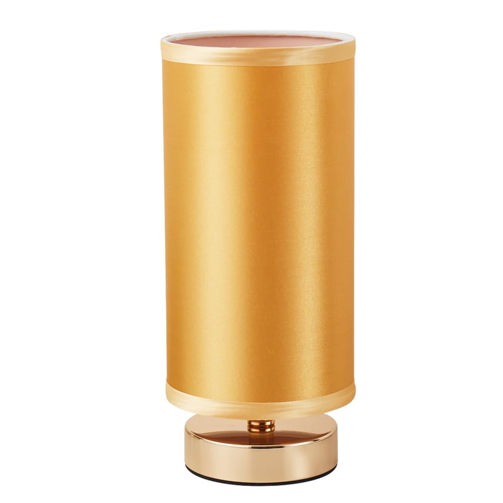 lifeholder Table Lamp, Bedside Nightstand Lamp, Simple Desk Lamp, Cylinder Table Lamp for Bedroom Living Room Office Study, Gold