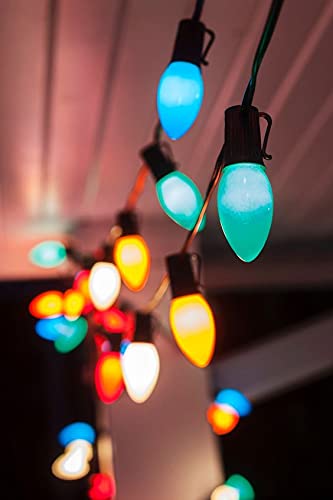 Doratale C9 25Ft Multicolored Outdoor String Lights with 26 Ceramic Edison Bulbs - Vintage Decor for Christmas Party & Wedding