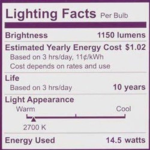 Generic 100W A19 Frosted Light Bulbs - 2 Pack, Warm White, Model 111724, Glass Material