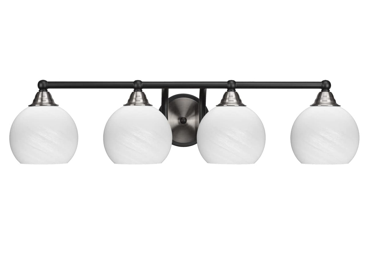 Toltec Lighting Paramount 4 Light Bath Bar In Matte Black & Brushed Nickel (3424-Mbbn-4101)