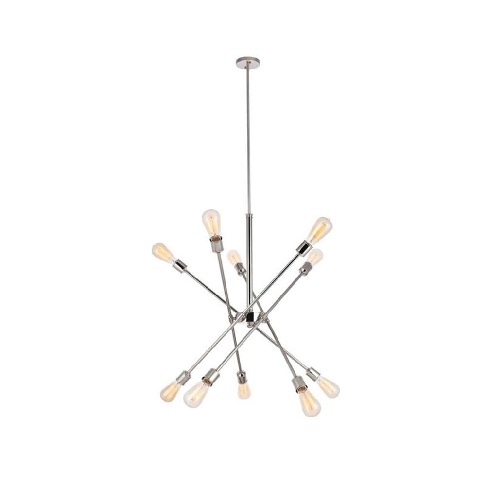 Living District Axel 10-Light Metal Pendant in Polished Nickel