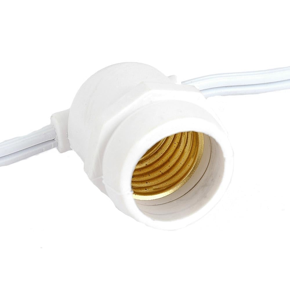 Novelty Lights 330 Feet Heavy Duty Light String with 165 in-Line E26 Sockets, White Wire PVC Commercial Grade Stringer, 24 Spaci