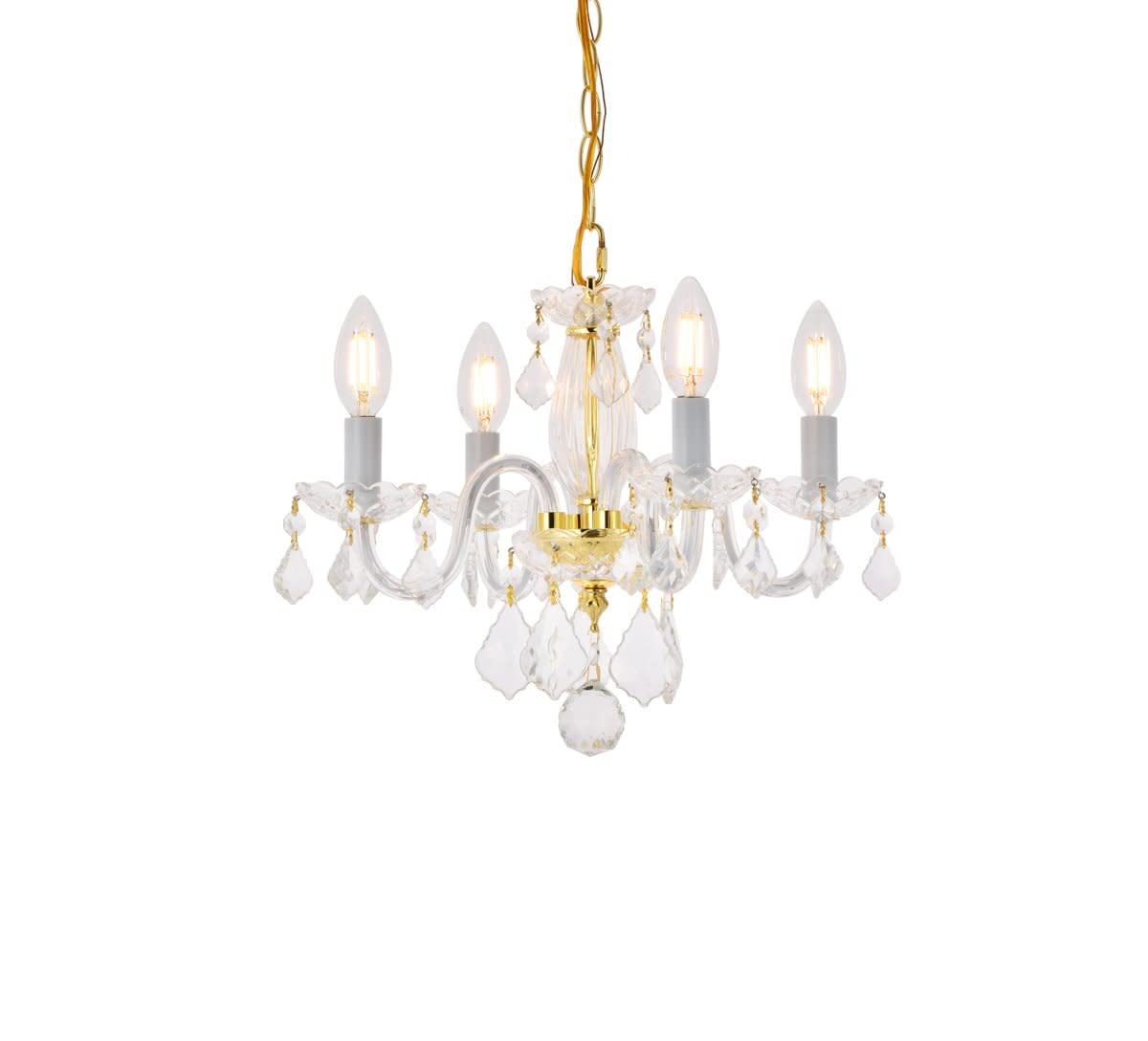 Elegant Lighting Rococo 4 Light Red Bordeaux Hanging Pendant Lamp with Royal Cut Crystal