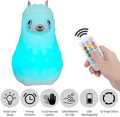 Tianhaixing Kids Night Light, Rechargeable Silicone LED Lamp, Adjustable Brightness & Colors, Model THX884, White