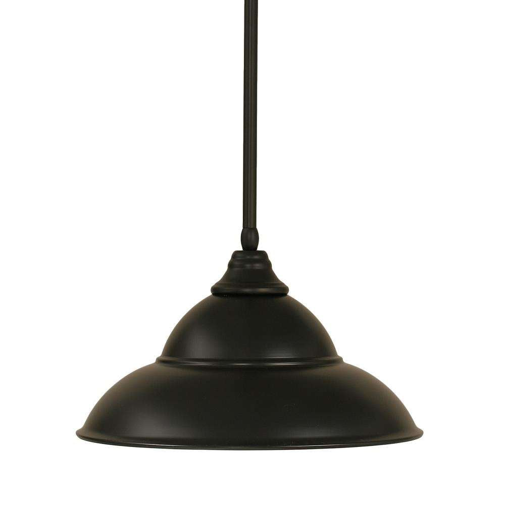 Toltec Lighting 26-Mb-429-Mb Stem Pendant With Hang Straight Swivel With 16&quot; Chrome Double Bubble Metal Shade, Matte Black Finish