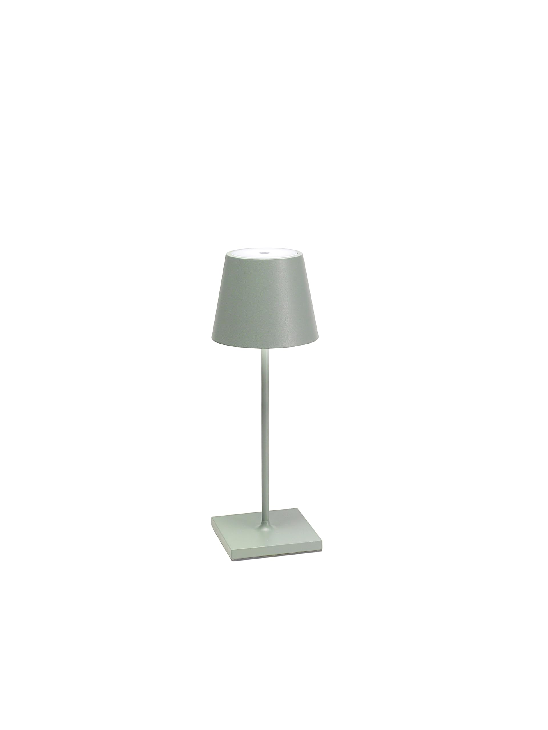 Zafferano Poldina Pro Mini Lamp, Rechargeable Cordless, Touch Control, 11.8in Height, Sage Color, Model LD0320G4