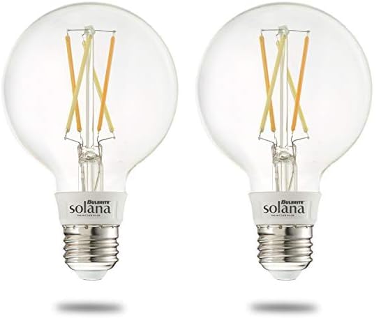 Bulbrite Solana G25 Wifi Connected Edison Filament Led Smart Light Bulb, Clear (Pack Of 2)