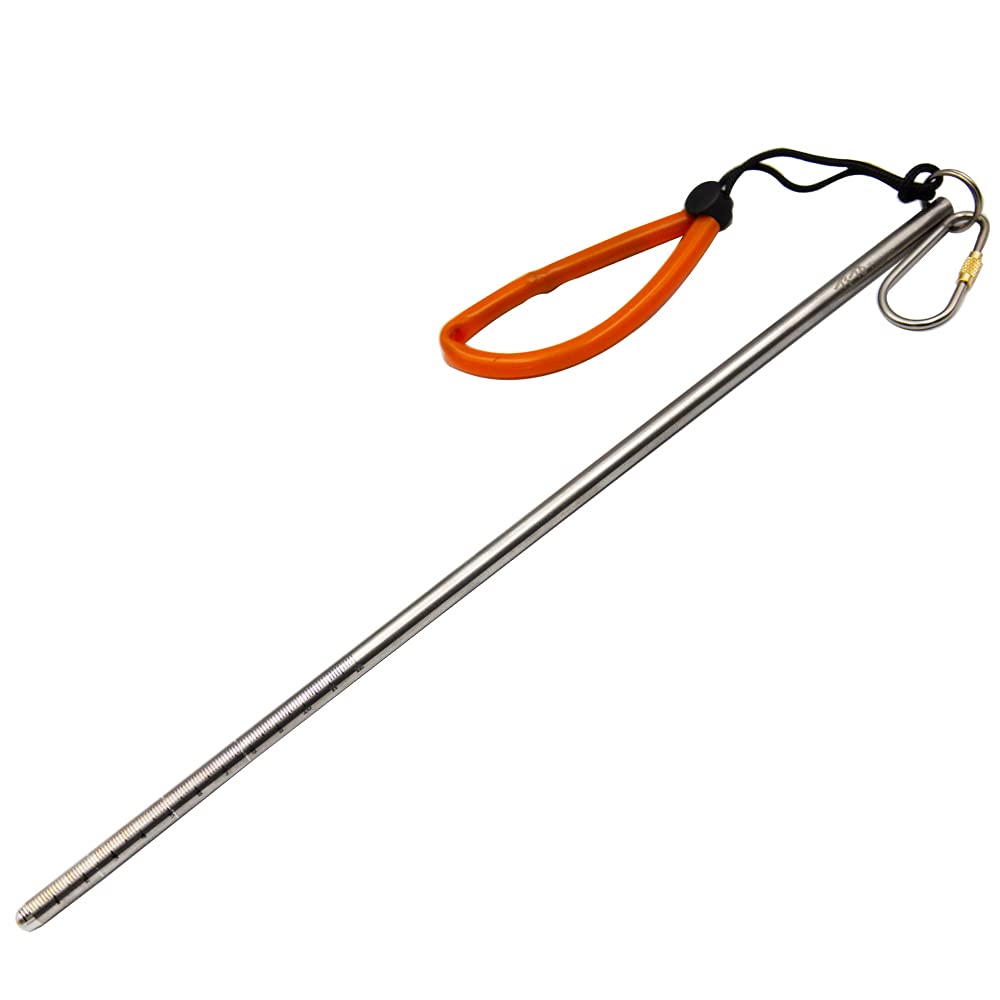 Tito Titanium Scuba Diving 14''/35Cm Titanium Alloy Lobster Tickle Pointer Stick W/Measurement & Lanyard (Titanium Color)
